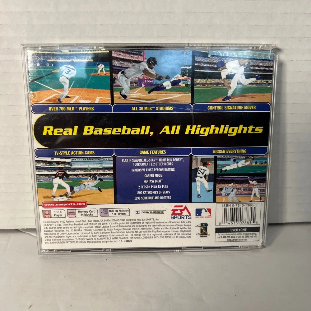 Triple‎ Play 99 Sony PlayStation PS1 MLB Baseball EA Sports SLUS-00618 1998